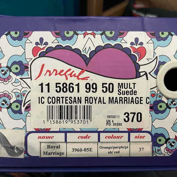 Irregular Choice Royal Marriage orange suede heels, size 37 , UK 4, US 6. - Picture 2 of 4